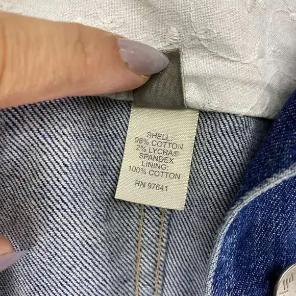 J. JILL Bluer denim Jacket cuffs cotton Sz  S - Picture 3 of 6